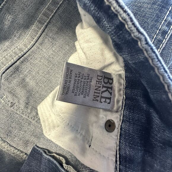 BKE Tyler Straight Leg Jeans Men's 34L Dark Wash Western Cowboy Denim Stitching - Picture 7 of 10